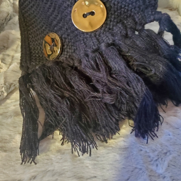 Mud Pie Bag Lady Black Ellie Convertible Button Scarf - Picture 3 of 7